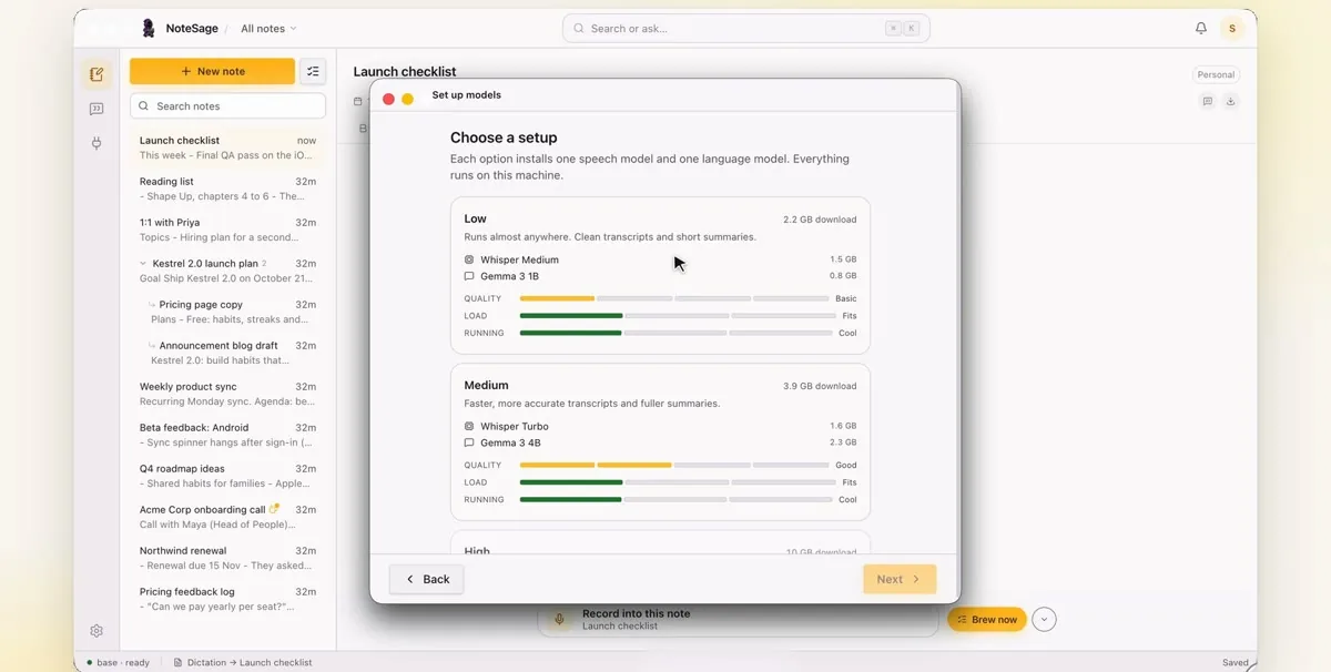 Choosing an on-device setup that fits this Mac